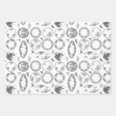 Set von 3 Farben | Französische antike Tafelblätte Geschenkpapier Set (Vorderseite 3)