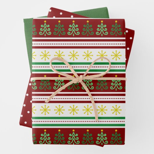 Set von 3 festlichen, abgestimmten Weihnachten Geschenkpapier Set (Beispiel)