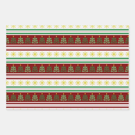 Set von 3 festlichen, abgestimmten Weihnachten Geschenkpapier Set (Vorderseite)