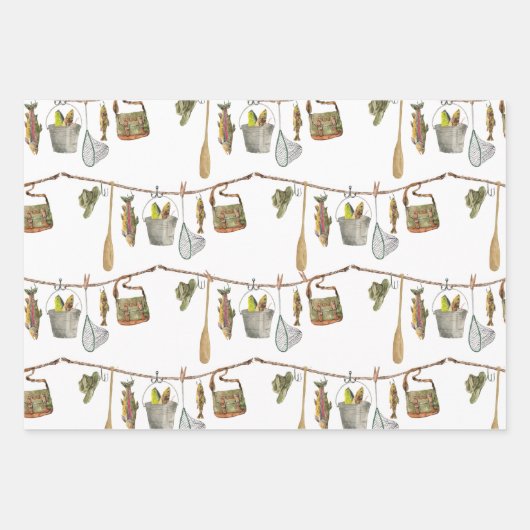 Set von 3 flachformatiertem Fangpapier Geschenkpapier Set (Vorderseite)