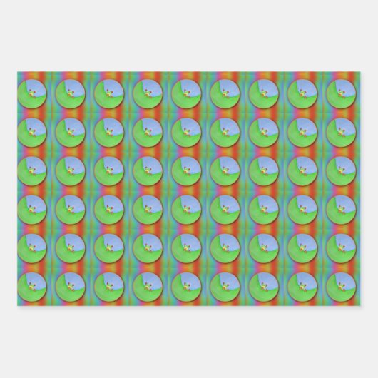 Set von 3 Frosch  Geschenkpapier Set (Vorderseite 2)