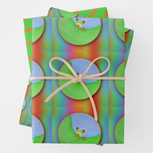 Set von 3 Frosch  Geschenkpapier Set (Beispiel)