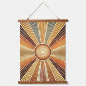 Set von 3 geometrischen Wandtapeten aus Sonnenholz Wandteppich Mit Holzrahmen (Vorderseite)