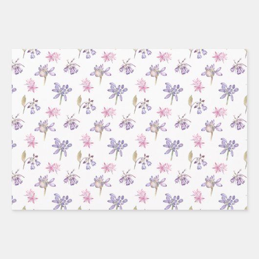 Set von 3 Hübschen Englisch Wildblume Garden Gesch Geschenkpapier Set (Vorderseite 3)