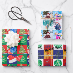 Set von 3 Kids Art Drawing and Foto Collages Geschenkpapier Set