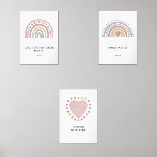Set von 3 Kindern Boho Bibel Verse Regenbogenposte (Vorderseite)
