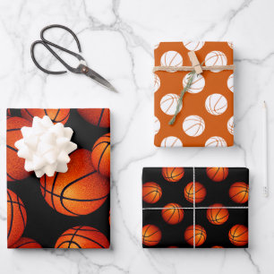Set von 3 koordinierenden Basketballspielen Geschenkpapier Set