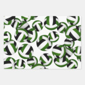 Set von 3 koordinierenden grünen Volleyballs Geschenkpapier Set (Vorderseite)