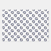 Set von 3 koordinierenden marineblau-grauen Volley Geschenkpapier Set (Vorderseite 3)