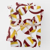 Set von 3 koordinierenden Marongoldvolleyball Geschenkpapier Set (Beispiel)