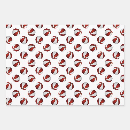 Set von 3 koordinierenden roten Mannschaftsfarben Geschenkpapier Set (Vorderseite 3)