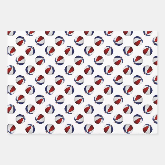 Set von 3 koordinierten roten Basketballkorbeln Geschenkpapier Set (Vorderseite 3)