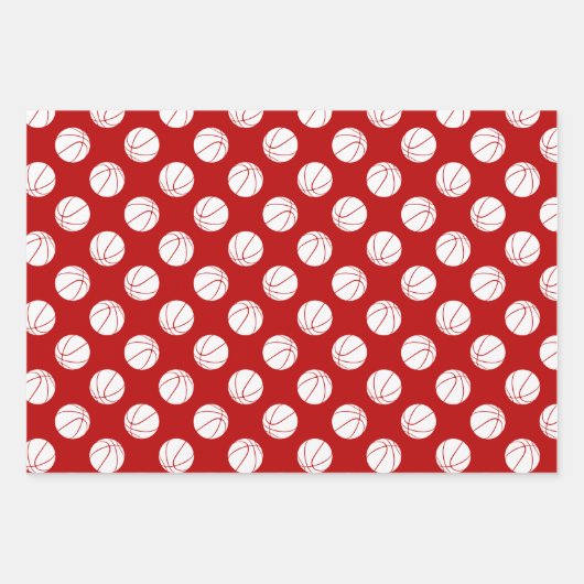 Set von 3 koordinierten roten Basketballkorbeln Geschenkpapier Set (Vorderseite 2)