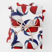 Set von 3 koordinierten roten Basketballkorbeln Geschenkpapier Set (Beispiel)