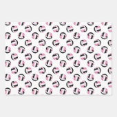 Set von 3 koordinierten schwarz-rosa Volleyballs Geschenkpapier Set (Vorderseite 3)