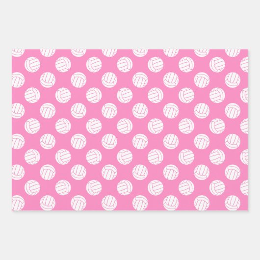 Set von 3 koordinierten schwarz-rosa Volleyballs Geschenkpapier Set (Vorderseite 2)