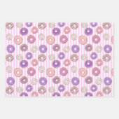 Set von 3 Niedlichen Donut-Kindern Pastellstreifen Geschenkpapier Set (Vorderseite 3)