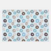 Set von 3 Niedlichen Donut-Kindern Pastellstreifen Geschenkpapier Set (Vorderseite 2)