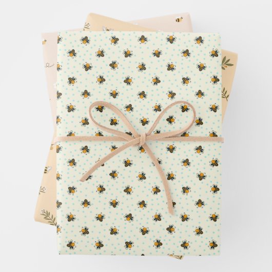 Set von 3 Niedlichen Honey Bee Baby Dusche Geschenkpapier Set (Beispiel)