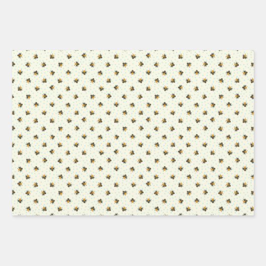 Set von 3 Niedlichen Honey Bee Baby Dusche Geschenkpapier Set (Vorderseite)