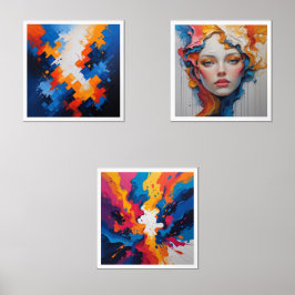 Set von 3 Paint Spritzer Maximalist Art Prints