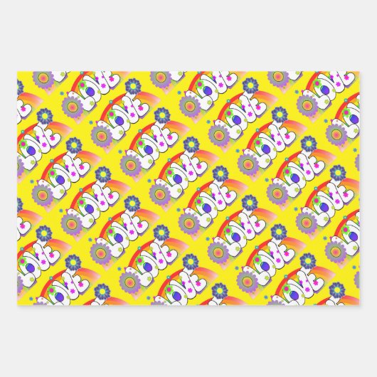 Set von 3 Regenbogen-Liebe Geschenkpapier Set (Vorderseite 3)