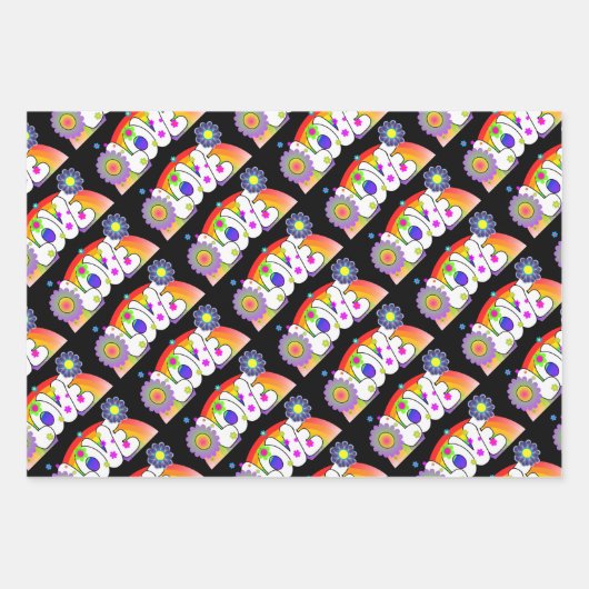 Set von 3 Regenbogen-Liebe Geschenkpapier Set (Vorderseite 2)