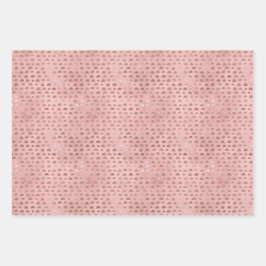 Set von 3 rosafarbenen japanischen Fortunetiketts Geschenkpapier Set