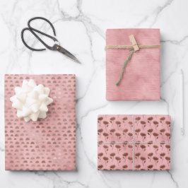 Set von 3 rosafarbenen japanischen Fortunetiketts Geschenkpapier Set