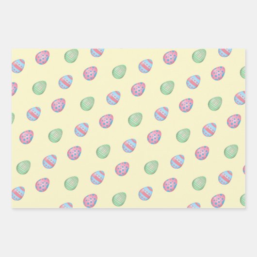 Set von 3 Rose, Ostereiern und Polka Docks Geschenkpapier Set (Vorderseite 2)