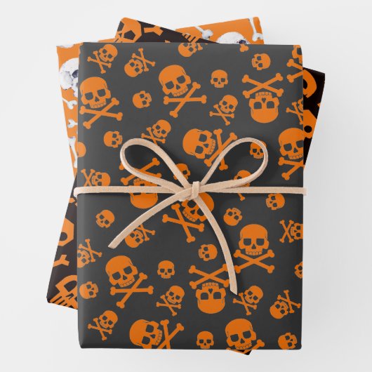 Set von 3 Schädel und Krebse Pumpkin Orange Geschenkpapier Set (Beispiel)