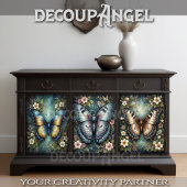 Set von 3 Schmetterlingen und Blume - Decoupage- Geschenkpapier Set