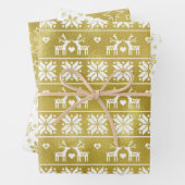 Set von 3 Schneeflocken, Sternen und Rentier Geschenkpapier Set (Beispiel)