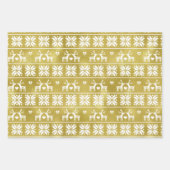 Set von 3 Schneeflocken, Sternen und Rentier Geschenkpapier Set (Vorderseite)