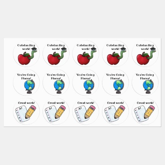 Set von 3 Teacher Stickers Etiketten (Blatt)
