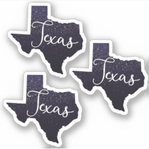 Set von 3 Texas Night Stars Staat Form Aufkleber