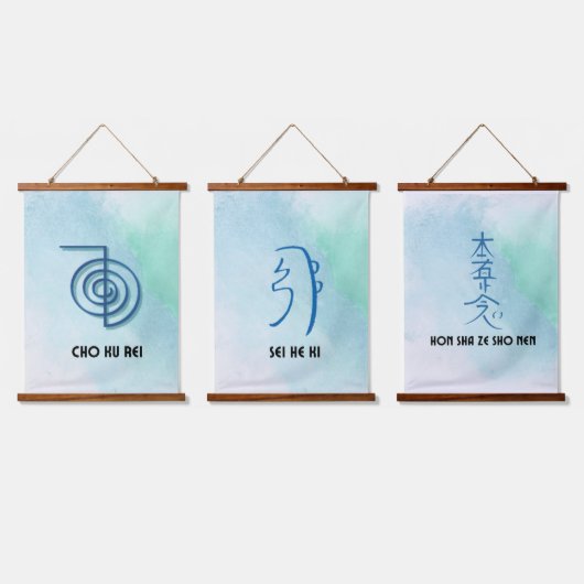 Set von 3 Usui Reiki Symbols-CKR, SHK & HSZSN Wandteppich Mit Holzrahmen (Dreifach)
