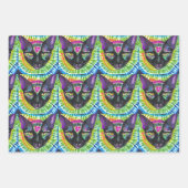 Set von 3 versammelten Coolen Halloween-Katzen-Ges Geschenkpapier Set (Vorderseite 2)