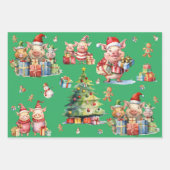 Set von 3 versammelten Niedlichen Weihnachtsgesche Geschenkpapier Set (Vorderseite 2)