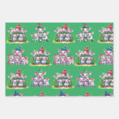 Set von 3 verschiedenen Adorable Pig Weihnachtsges Geschenkpapier Set (Vorderseite)