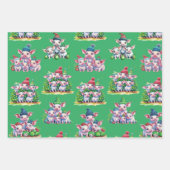 Set von 3 verschiedenen Adorable Pig Weihnachtsges Geschenkpapier Set (Vorderseite)