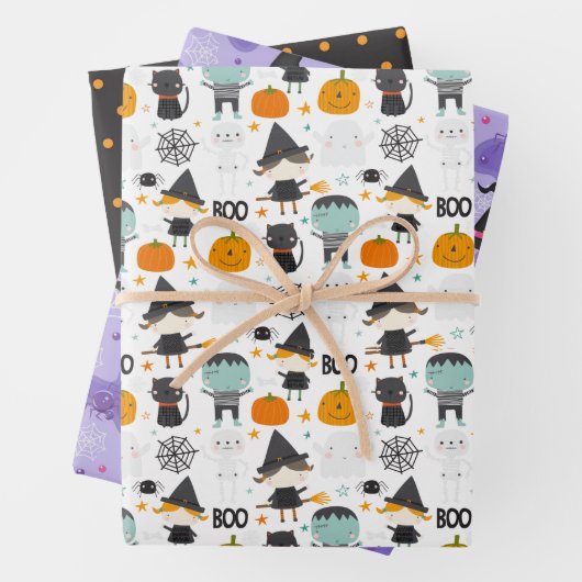 Set von 3 Whimsical Halloween Geschenkpapier Set (Beispiel)