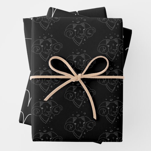 Set von 3 Wrapping Paper Sheets Geschenkpapier Set (Beispiel)