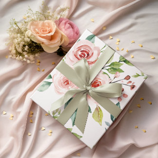 Set von 3 Wrapping Sheets, Aquarellfarbe Rosa Geschenkpapier Set