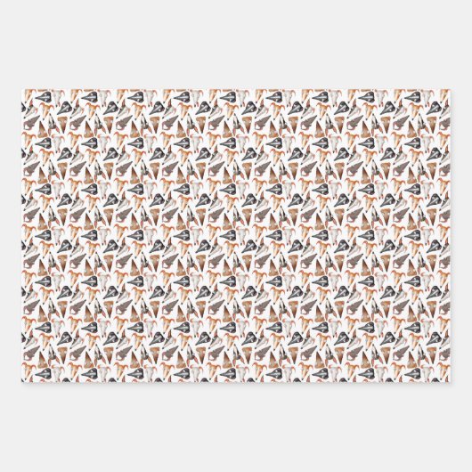 Set von 3 Zeichen-Hunde-Wrapping Geschenkpapier Set (Vorderseite 2)