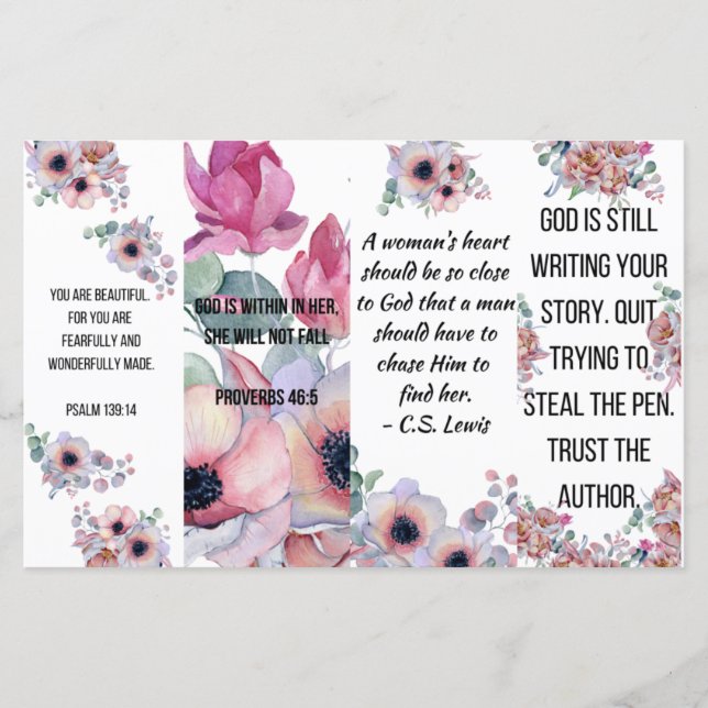 Set von 4 Christlichen Lesezeichen (Vorderseite)