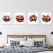 Set von 4 Comic Sound Effect Word Art Prints (Schlafzimmer)