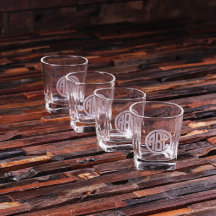 Set von 4 eingeprägter Circle Monogram Whiskey-Bri