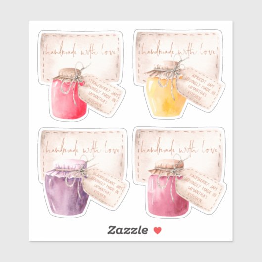 Set von 4 Etiketten für hausgemachte Marmeladen (Blatt)