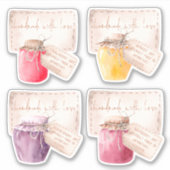 Set von 4 Etiketten für hausgemachte Marmeladen (Vorderseite)